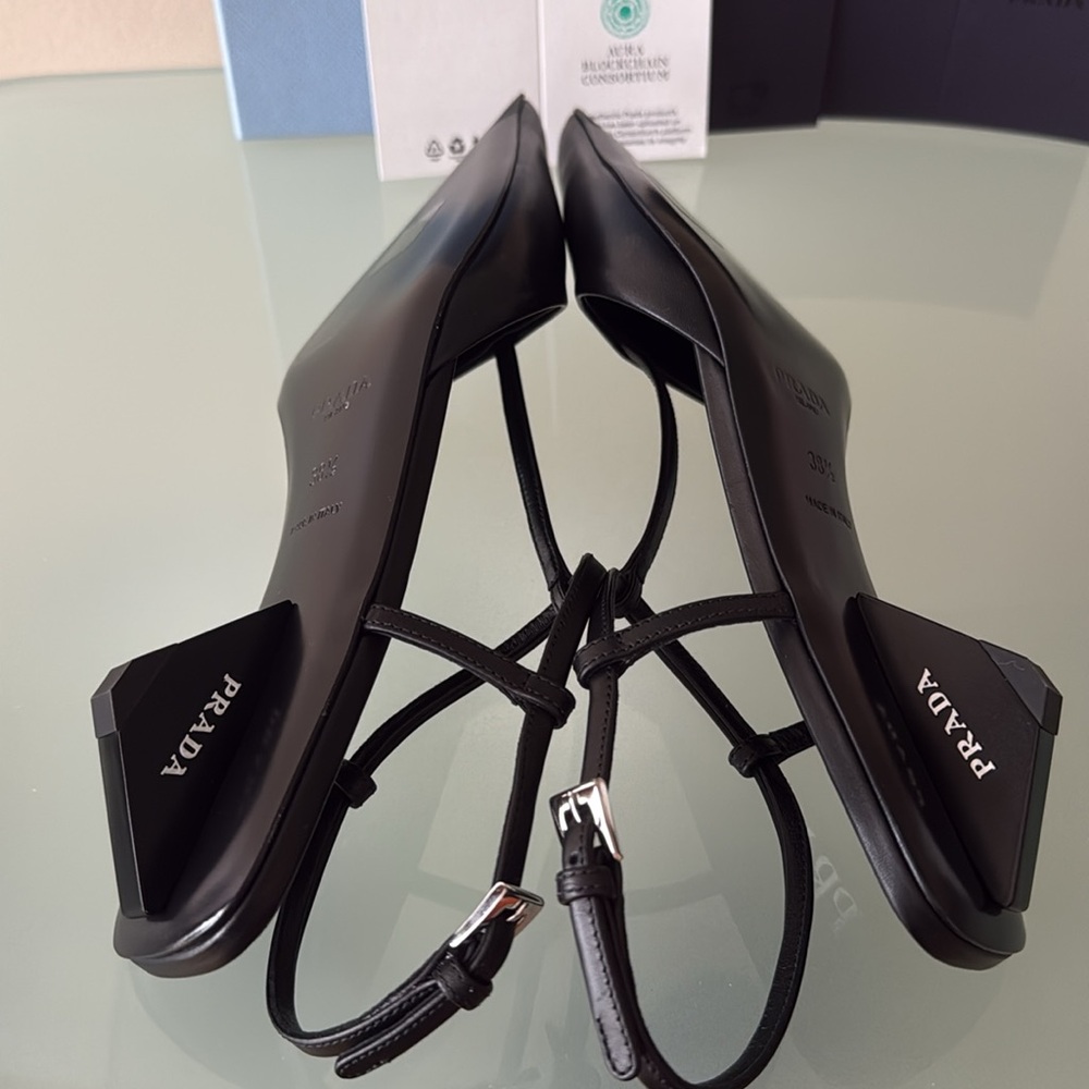 NIB PRADA Modellerie Pointed toe kitten Heel Slingback PUMP/shoes 8-8.5 US/38.5 - Picture 6 of 16